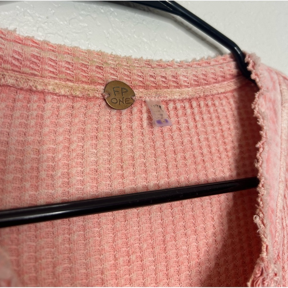 Free People One Colt Pink Ribbed Henley Thermal Top - Picture 8 of 10